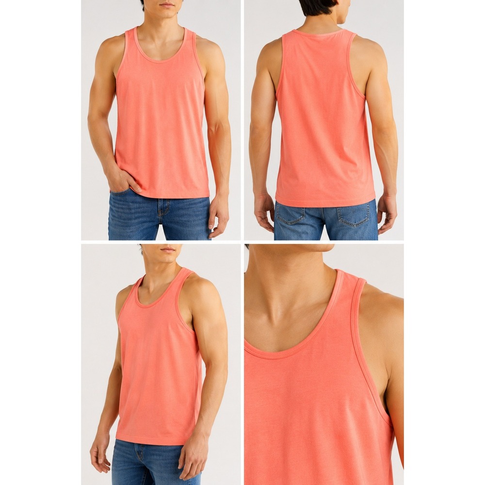 Abound Men's Tank Top Medium Coral Fusion Sleeveless Cotton Blend Crewneck NWT